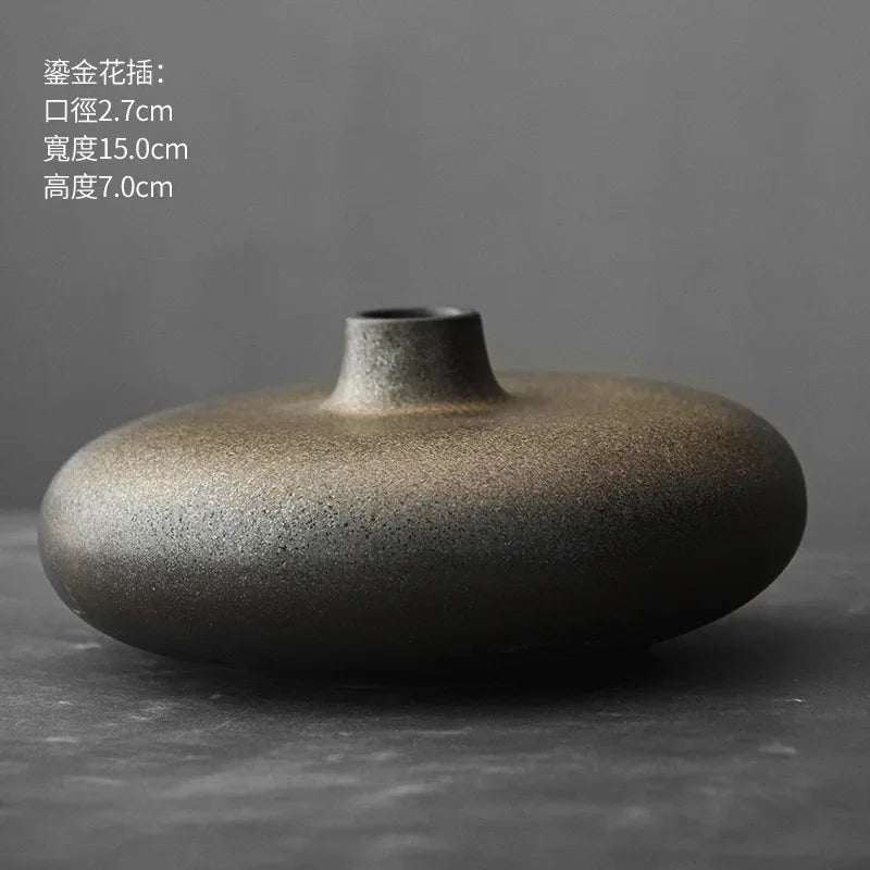 Matte Black Stone-Effect Sculptural Vase