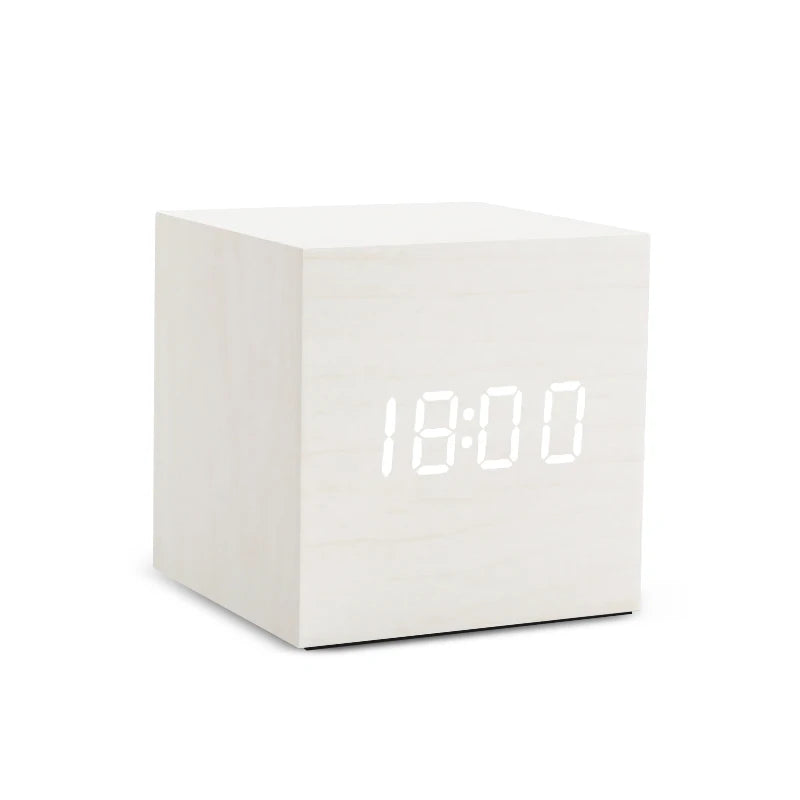 Wood-Effect Voice-Activated LED Desk Clock