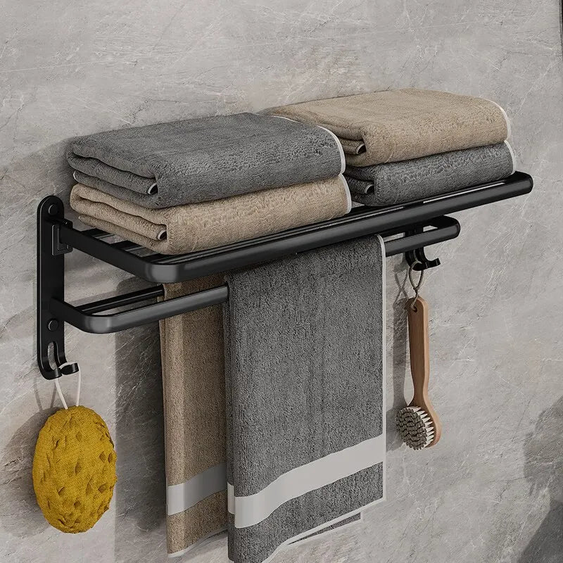 Folding Aluminium Towel Rack with Hook