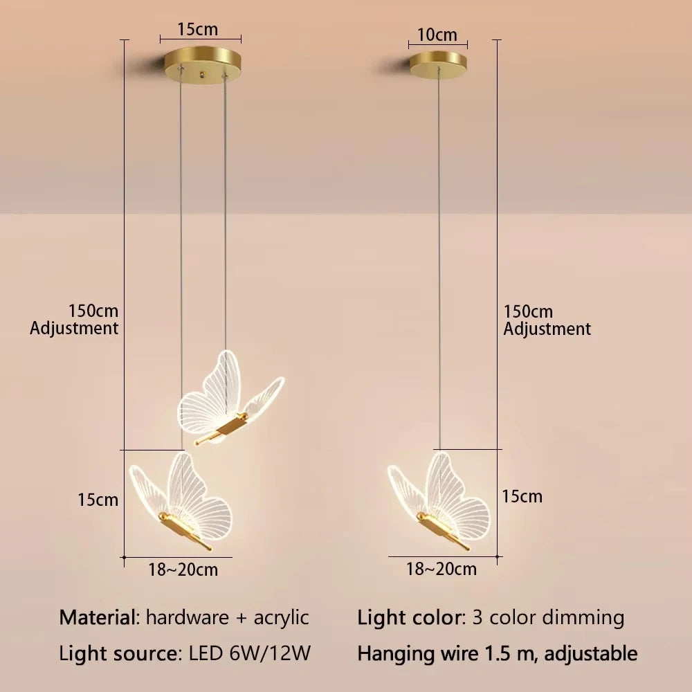 Gold Butterfly Pendant Light