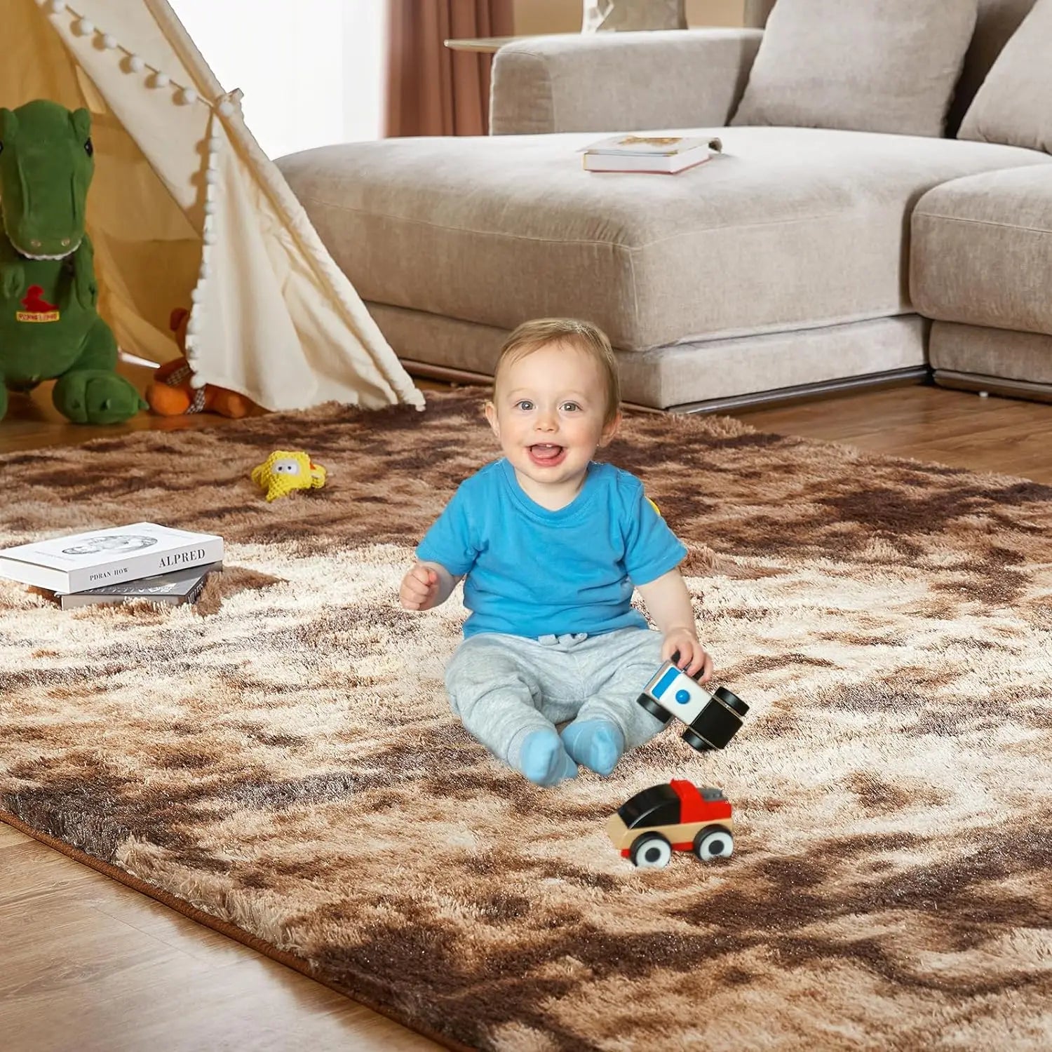 Tie-Dye Plush Shaggy Area Rug