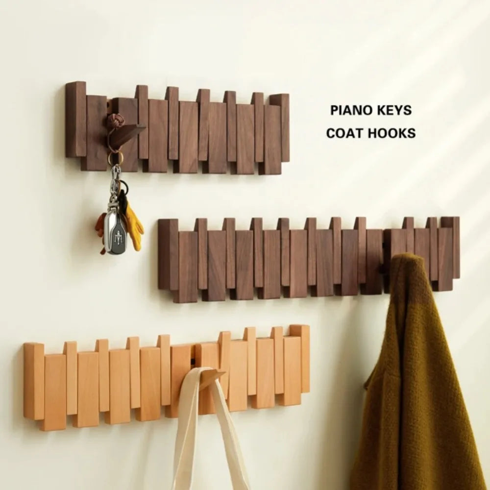 Piano Key Wooden Wall Coat Rack