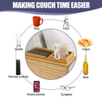 Foldable Bamboo Sofa Arm Tray with Cup Holder