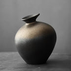Matte Black Stone-Effect Sculptural Vase