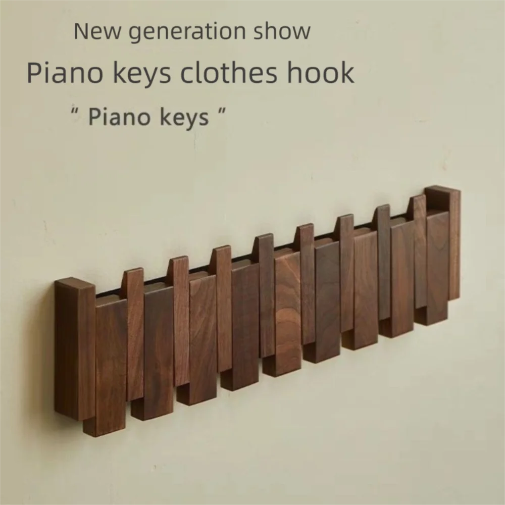 Piano Key Wooden Wall Coat Rack