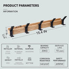 Wood and Aluminium Wall Rack with Movable Hooks