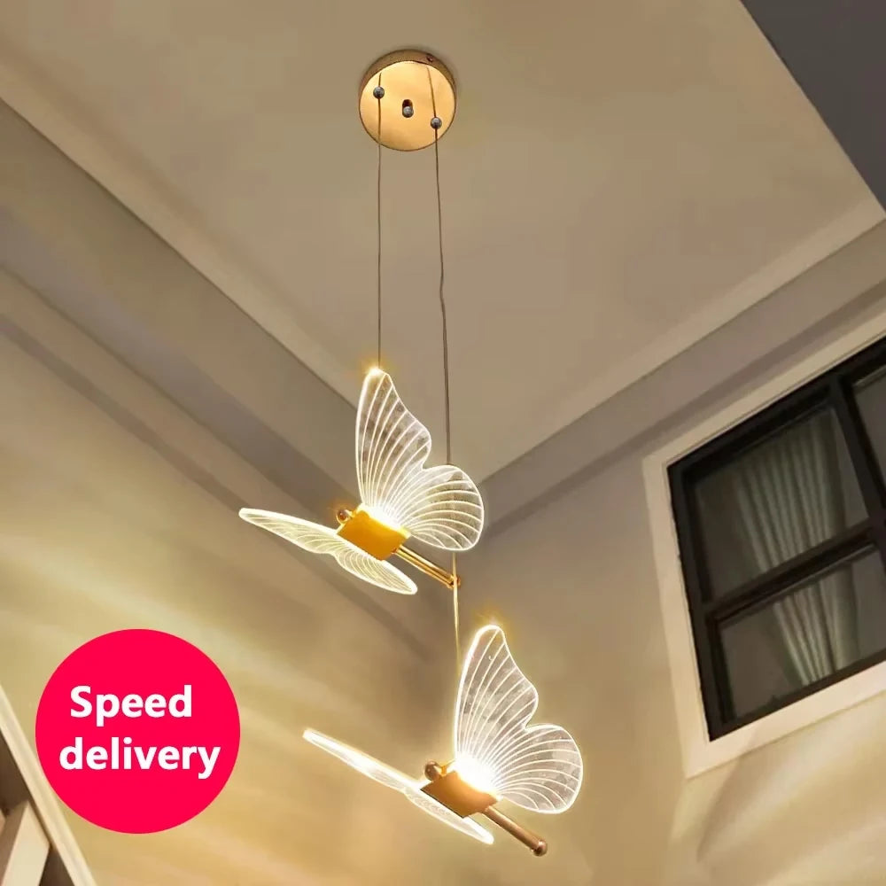 Gold Butterfly Pendant Light