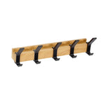 Wood and Aluminium Wall Rack with Movable Hooks