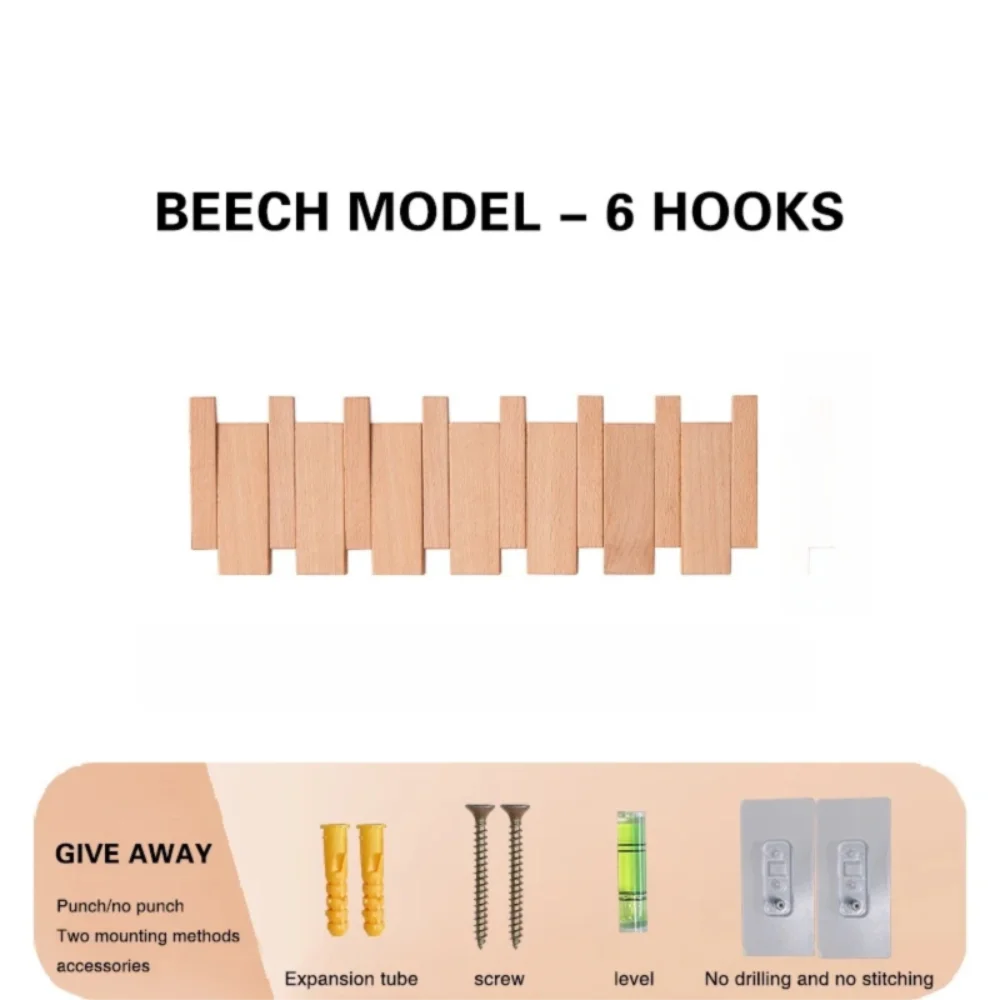 Piano Key Wooden Wall Coat Rack